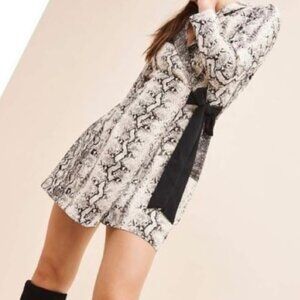 Dynamite Snakeskin Print Blazer Dress with Black Tie XS